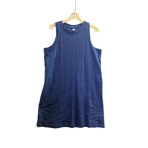 Old Navy Womens Blue Cotton Sleeveless Tank Dress Size L Casual Lightweight Basics