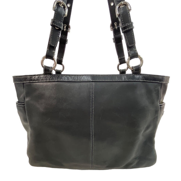 Coach East West Gallery pleated Leather Silver Tone Detail Shoulder Bag Sz M