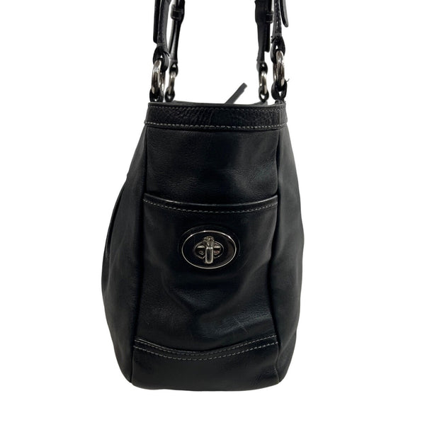Coach East West Gallery pleated Leather Silver Tone Detail Shoulder Bag Sz M