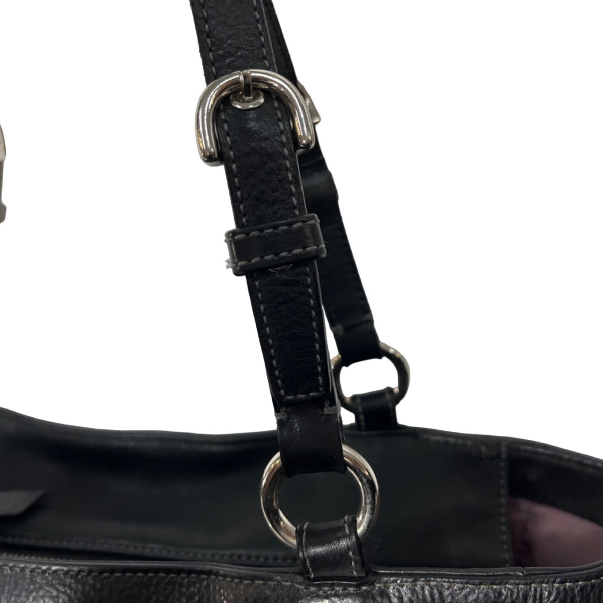 Coach East West Gallery pleated Leather Silver Tone Detail Shoulder Bag Sz M
