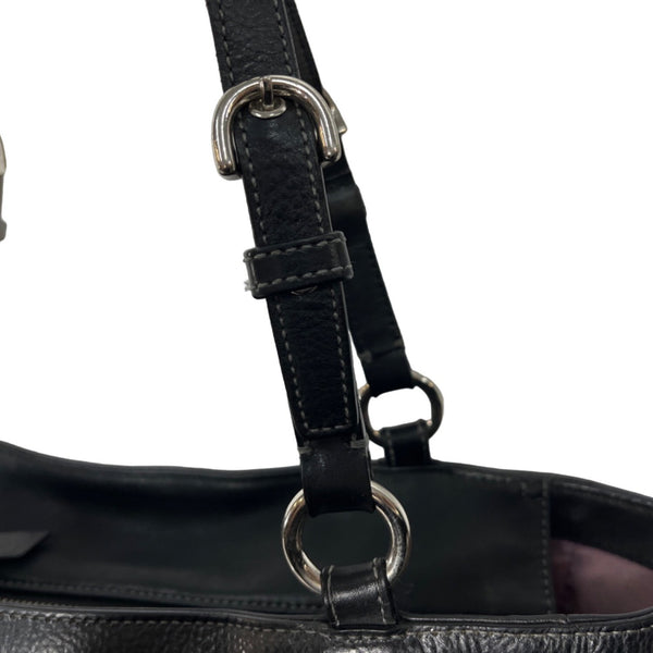 Coach East West Gallery pleated Leather Silver Tone Detail Shoulder Bag Sz M