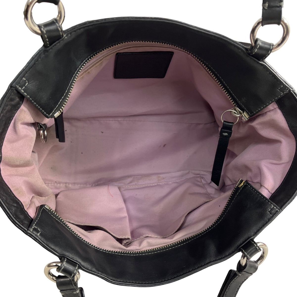 Coach East West Gallery pleated Leather Silver Tone Detail Shoulder Bag Sz M