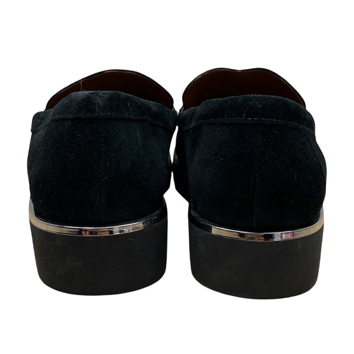 Franco Sarto Black Suede With Tassels & Stacked Sole Womens Loafers Size 7.5M