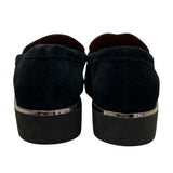 Franco Sarto Black Suede With Tassels & Stacked Sole Womens Loafers Size 7.5M