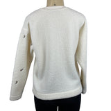Loft Womens Cream Embroidered Long Sleeve Flowers Sherpa Pullover Sweater Sz XS