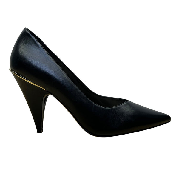 Nine West Women’s Black Leather Pointed Toe Whistles High Heel Pumps Size 10M
