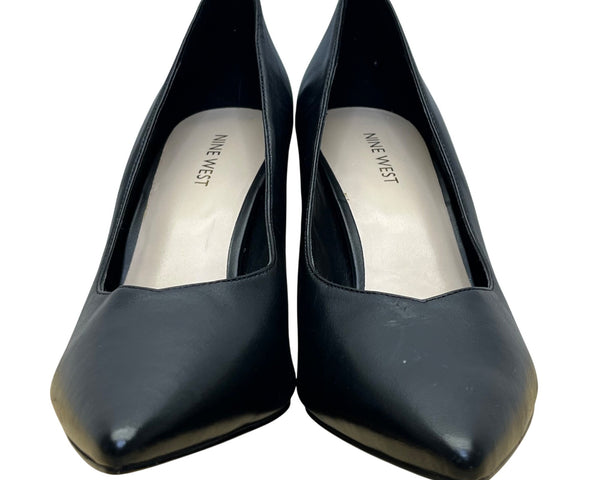 Nine West Women’s Black Leather Pointed Toe Whistles High Heel Pumps Size 10M
