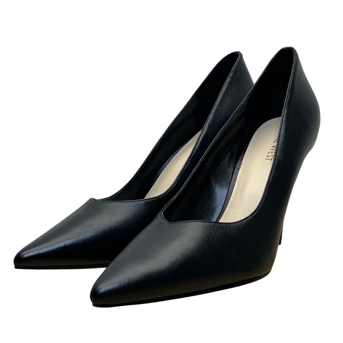 Nine West Women’s Black Leather Pointed Toe Whistles High Heel Pumps Size 10M