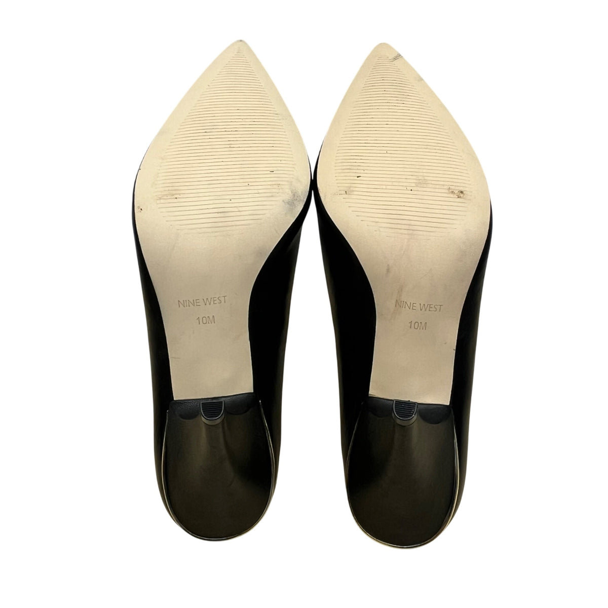 Nine West Women’s Black Leather Pointed Toe Whistles High Heel Pumps Size 10M