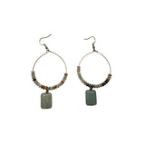 Handmade Beaded Hoop Earrings With Aqua Drop Charm Lightweight Jewelry For Women