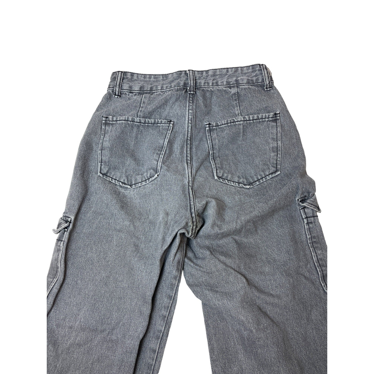 Rumwe Women's Gray Cargo Denim wide-legged Jeans Pants Sz P