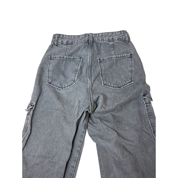 Rumwe Women's Gray Cargo Denim wide-legged Jeans Pants Sz P
