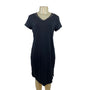 H By Halston Womens Black V-Neck Short Sleeve Dress With Sheer Mesh Detail Sz SP