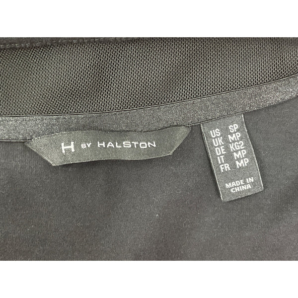 H By Halston Womens Black V-Neck Short Sleeve Dress With Sheer Mesh Detail Sz SP