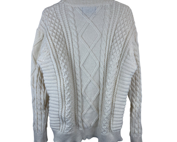 Elfric Eden Mens Cream Cable Knit Pullover Sweater XL Soft Wool Blend Casual Wear