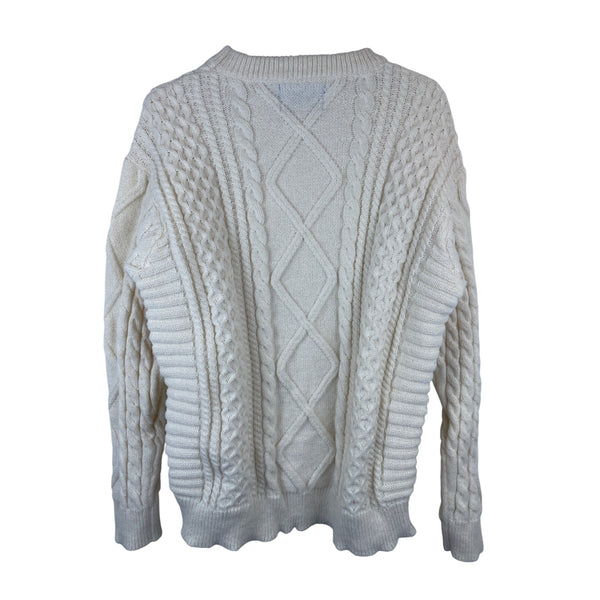 Elfric Eden Mens Cream Cable Knit Pullover Sweater XL Soft Wool Blend Casual Wear