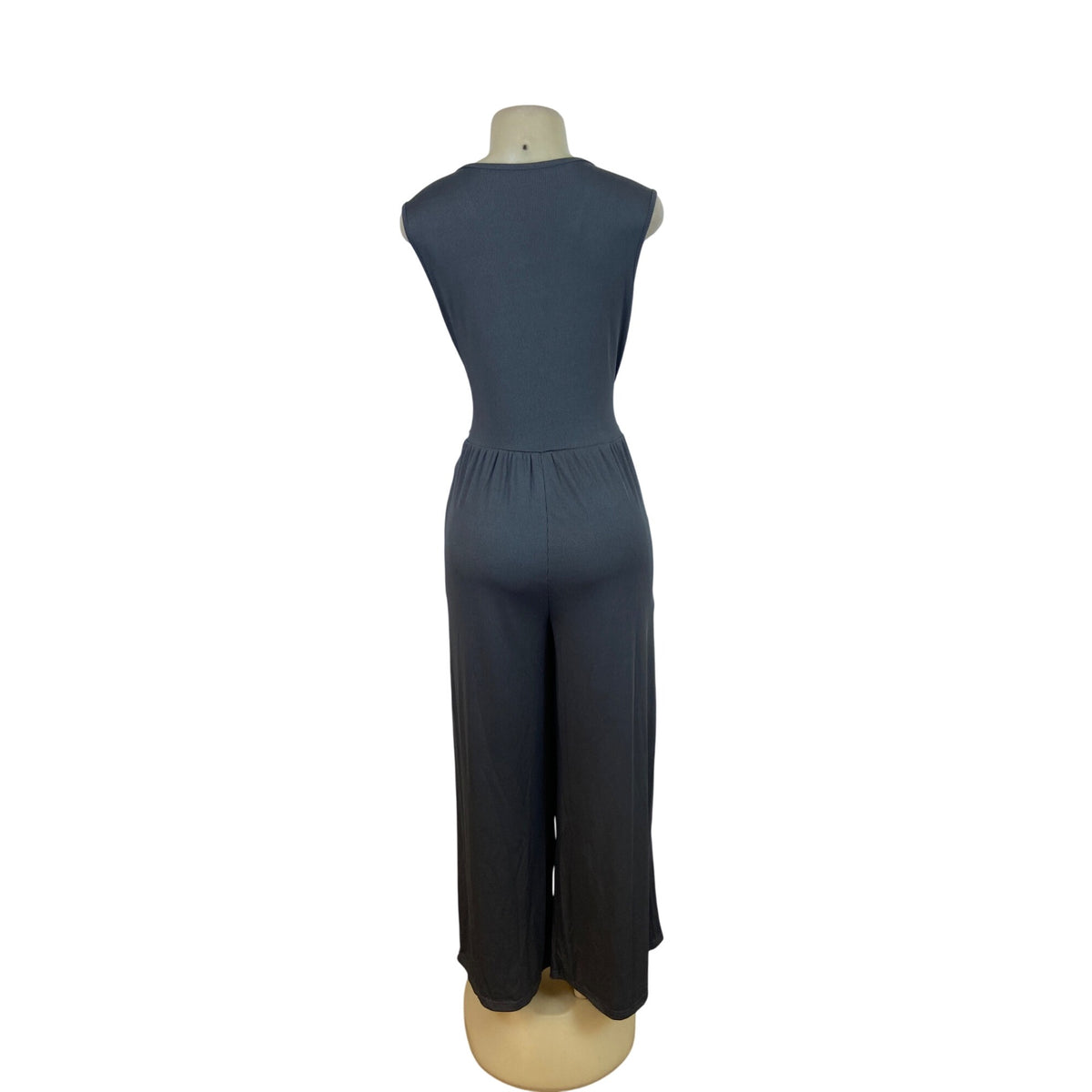 Yozy Womens Gray Sleeveless Jumpsuit Polyester Blend V-Neck Size 12/ XL - New