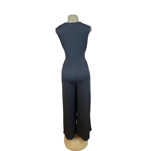 Yozy Womens Gray Sleeveless Jumpsuit Polyester Blend V-Neck Size 12/ XL - New