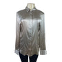 Ann Taylor Long-Sleeve Button-Up Shirt W/ Collared Neck In Champagne Beige Sz 8