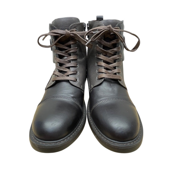 Guess Mens Black & Grey With Zipper & Lace-Up Closure Rand Combat Boots Size 12M