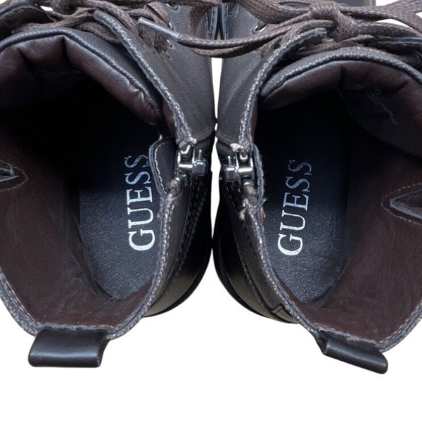 Guess Mens Black & Grey With Zipper & Lace-Up Closure Rand Combat Boots Size 12M