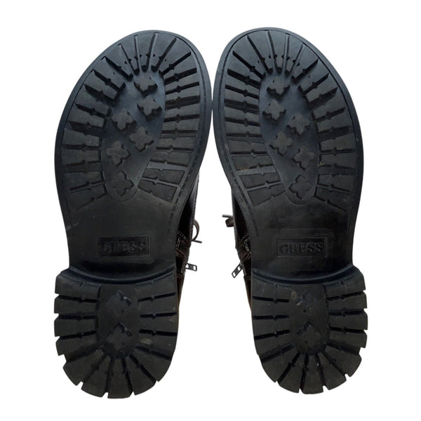 Guess Mens Black & Grey With Zipper & Lace-Up Closure Rand Combat Boots Size 12M