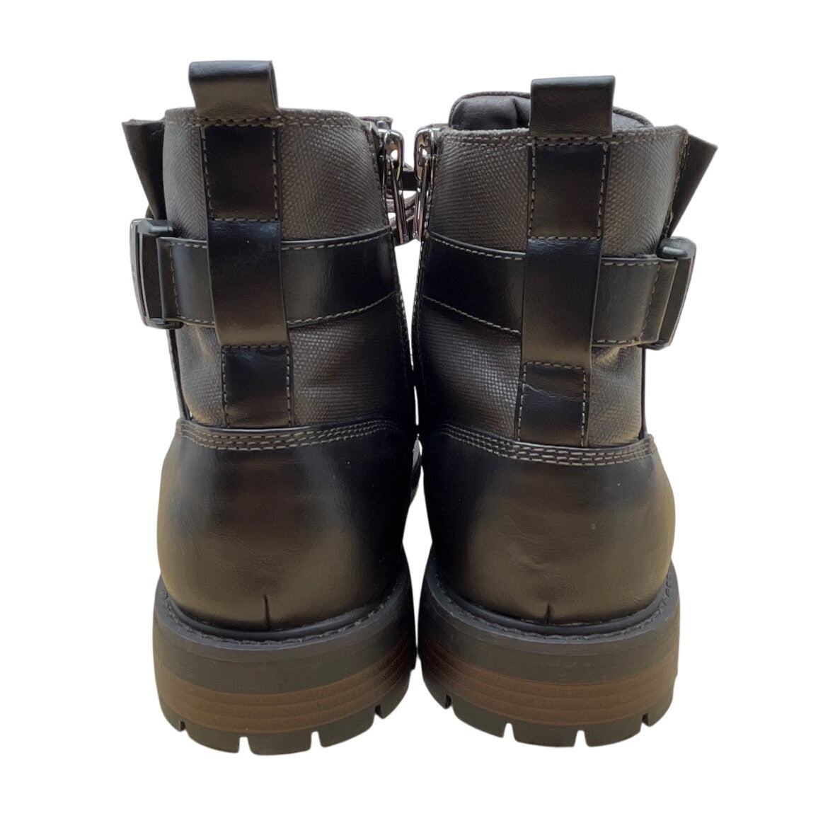 Guess Mens Black & Grey With Zipper & Lace-Up Closure Rand Combat Boots Size 12M