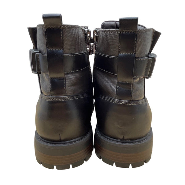 Guess Mens Black & Grey With Zipper & Lace-Up Closure Rand Combat Boots Size 12M