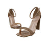 Top Moda Women's RoseGold Open Toe Chunky High Heels (3.5in) Sz 6.5