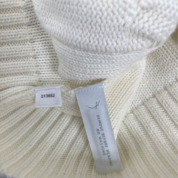 Loft White Hooded Cable Knit Cardigan Sweater With Button Front & Pockets Size S
