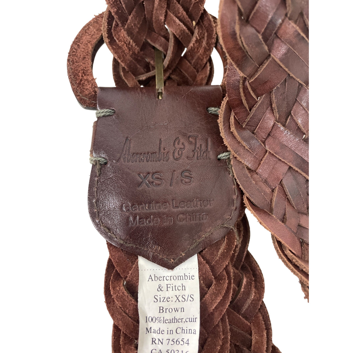 Abercrombie & Fitch Womens Brown Genuine Leather Braided Belt XS/S Size