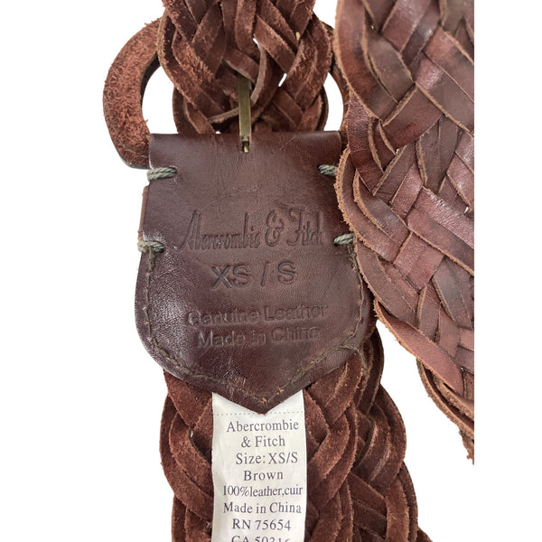 Abercrombie & Fitch Womens Brown Genuine Leather Braided Belt XS/S Size
