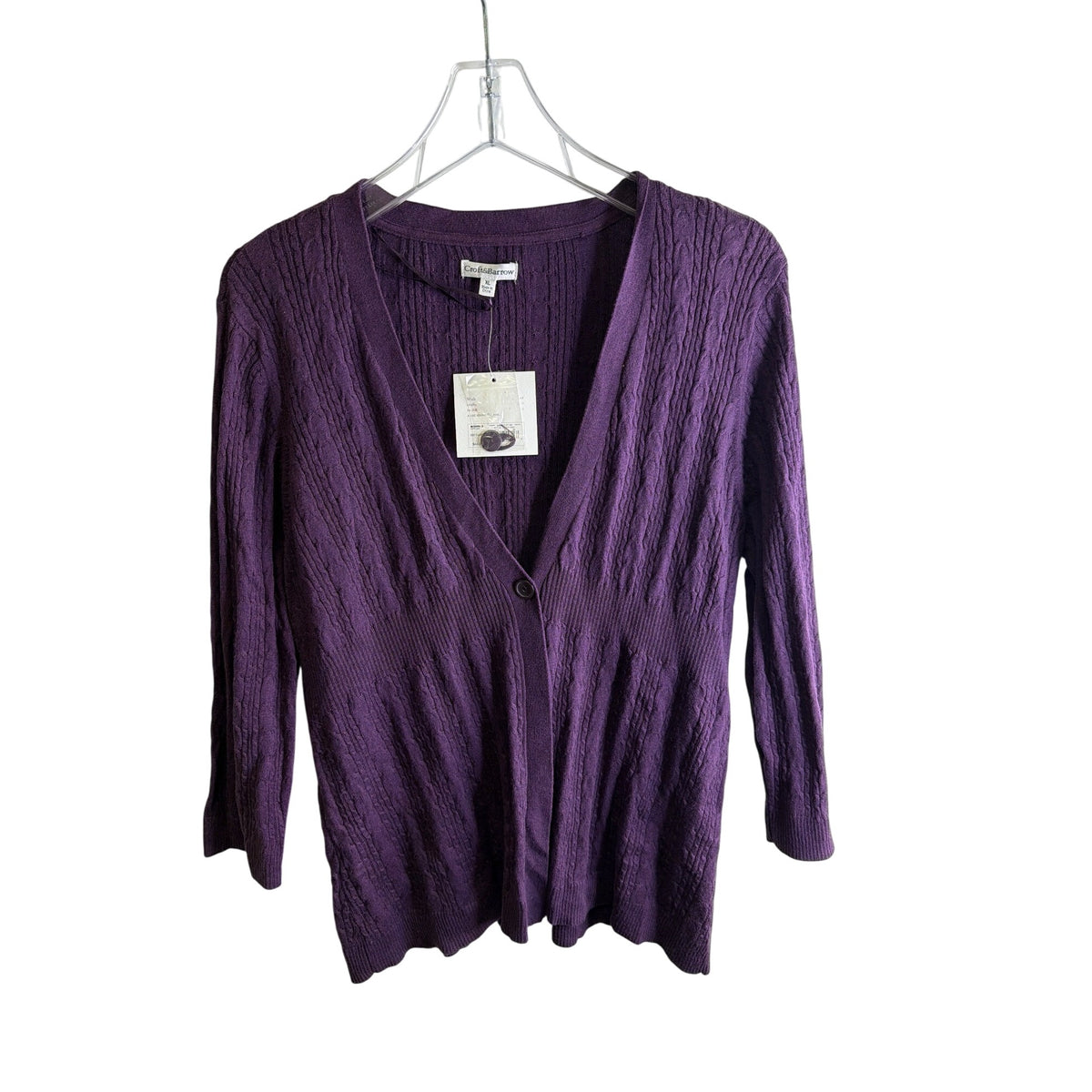 Croft & Barrow Womens Purple Knit Button-Front Cardigan Sweater XL