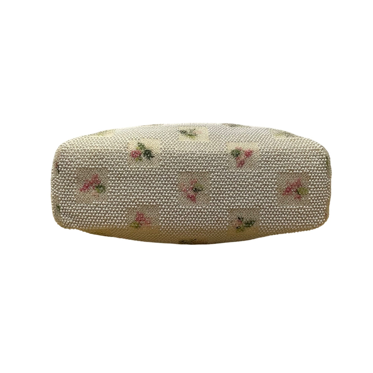 Petite-Bead Womens White Beaded Floral Vintage Scalloped Design Handbag