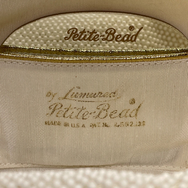 Petite-Bead Womens White Beaded Floral Vintage Scalloped Design Handbag