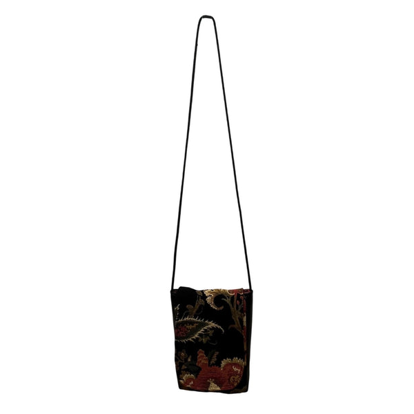 Floral Tapestry Women’s Black And Red Crossbody Shoulder Bag Multicolor Size S