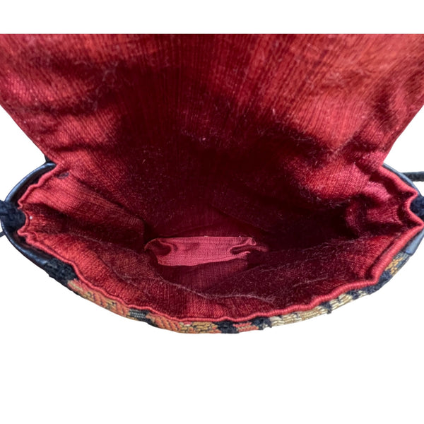 Floral Tapestry Women’s Black And Red Crossbody Shoulder Bag Multicolor Size S
