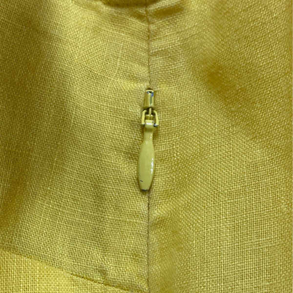Boden Yellow Linen Sleeveless Top With Pink Trim & Embroidered Size US 6