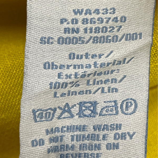 Boden Yellow Linen Sleeveless Top With Pink Trim & Embroidered Size US 6