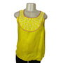 Boden Yellow Linen Sleeveless Top With Pink Trim & Embroidered Size US 6