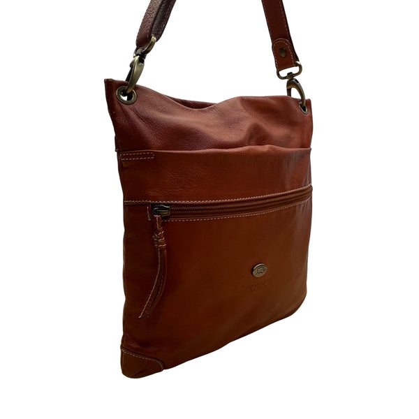 Avorio Women’s Brown Genuine Leather With Elephant Detail Crossbody Purse