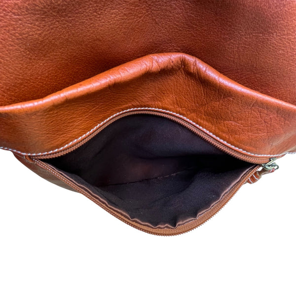 Avorio Women’s Brown Genuine Leather With Elephant Detail Crossbody Purse