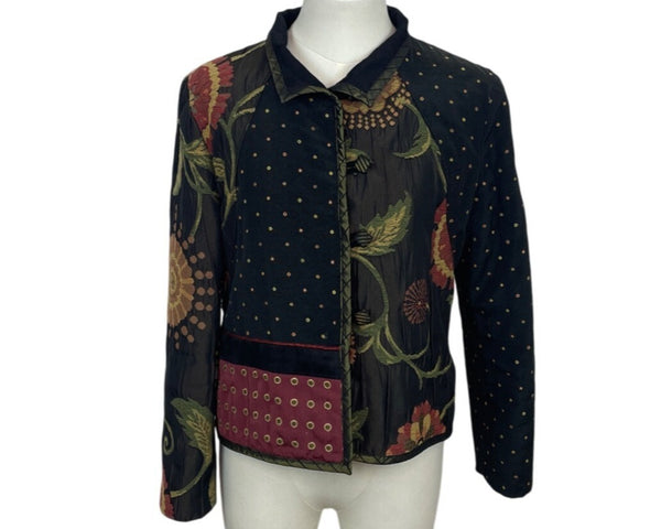Vintage Mary Lynn O’ Shea Black And Gold Floral Embroidered Jacket Sz P