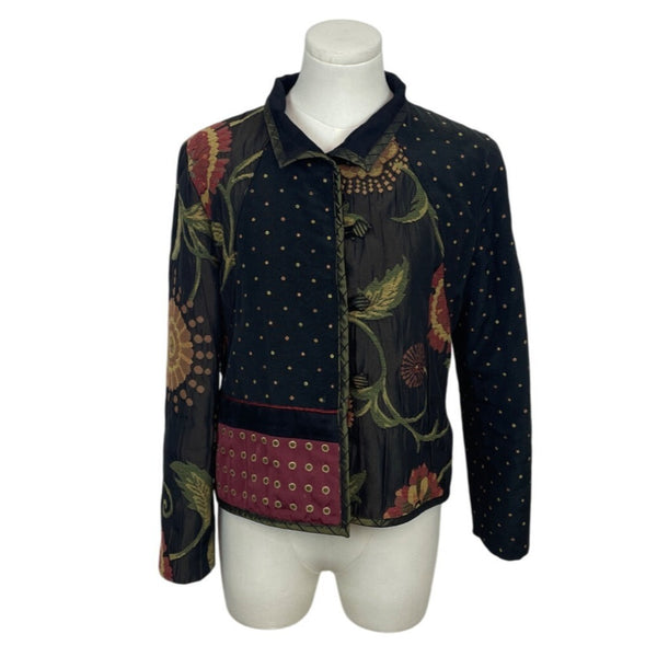 Vintage Mary Lynn O’ Shea Black And Gold Floral Embroidered Jacket Sz P