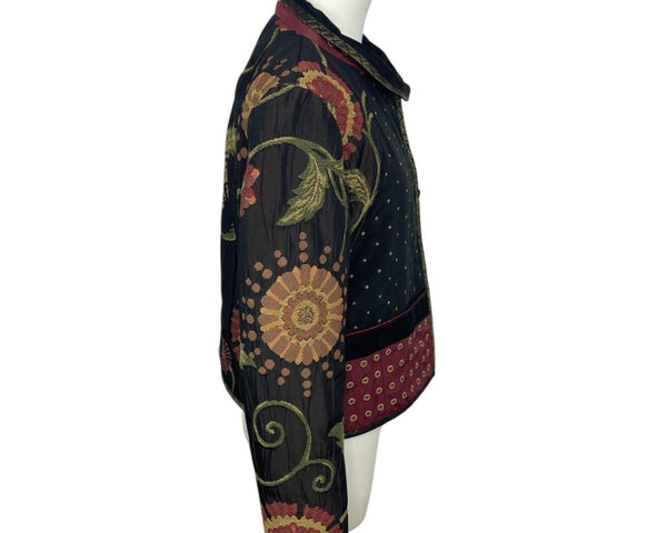 Vintage Mary Lynn O’ Shea Black And Gold Floral Embroidered Jacket Sz P
