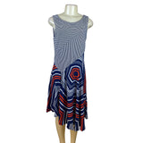 Maeve Women's Navy Sleeveless Assymetrical Dress With Geometric Patterns Sz M