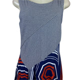 Maeve Women's Navy Sleeveless Assymetrical Dress With Geometric Patterns Sz M