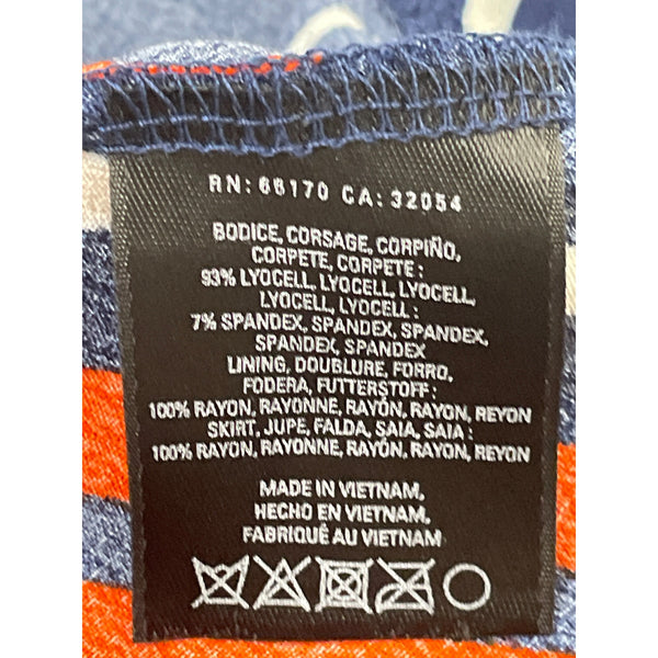 Maeve Women's Navy Sleeveless Assymetrical Dress With Geometric Patterns Sz M