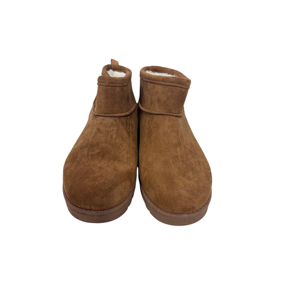 SO Womens Chestnut Faux Suede Textured Bootie Slippers Size 6 Medium Warm Lining