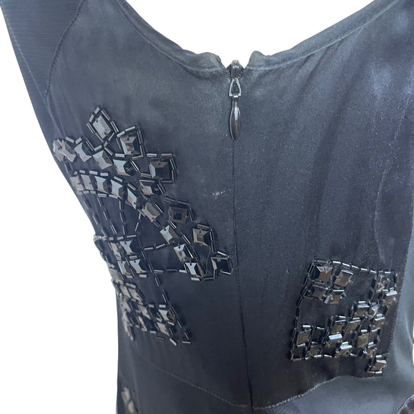 Belle by oasis Black Womens Sleeveless Beaded Cocktail Dress Chiffon Sz 8/34